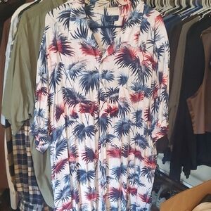 George Navy and Cream Leaf Print Dress